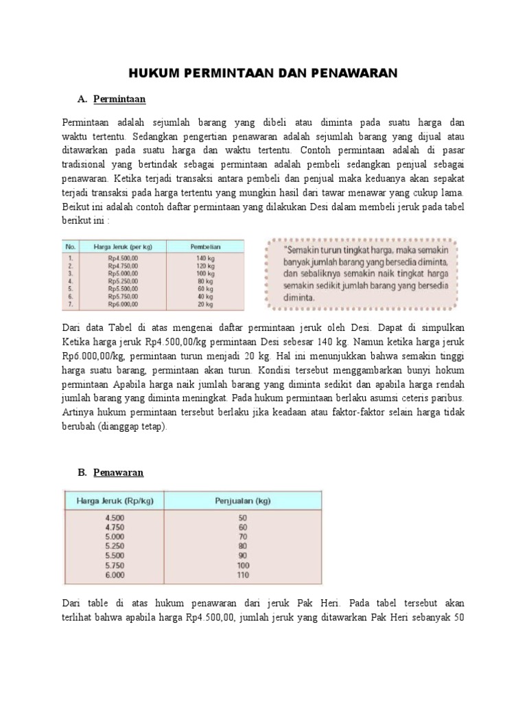 Hukum Permintaan Dan Penawaran PDF Hukum