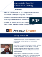 Two Frameworks For Teaching Culture and Critical Thinking: During This Event, Andy Will