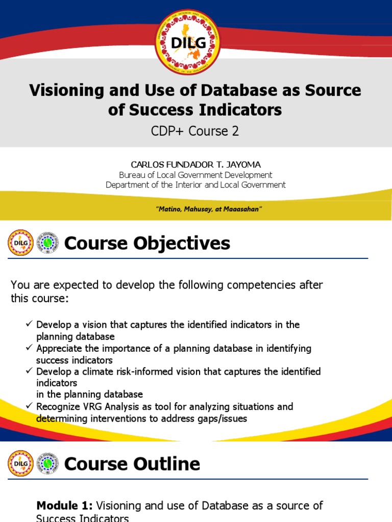 Visioning and Use of Database As Source of Success Indicators | PDF ...