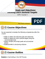 Sector Goals and Objectives: Defining LGU's Sectoral Targets