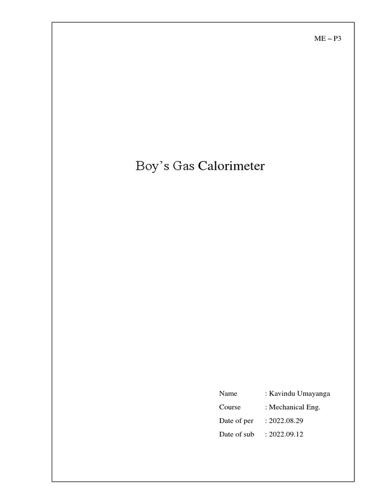 Boy's Gas Calorimeter PDF Heat Temperature