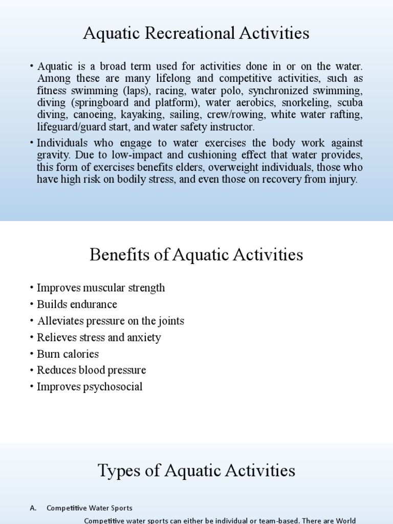 Aquatic Activities PDF Swimming Physical Fitness