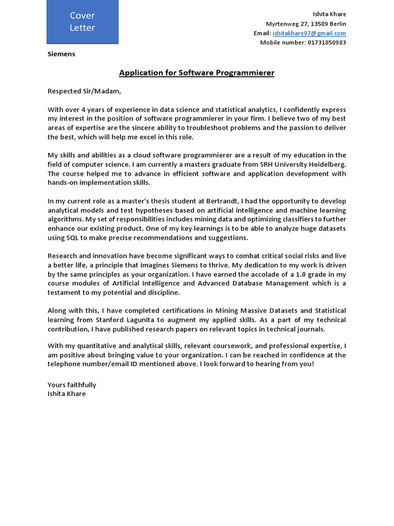 Application for Software Programmer Position | PDF | Artificial ...