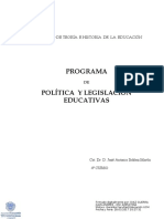 Programa Política Y Legislación Educativas: Departamento de Teoría E Historia de La Educación