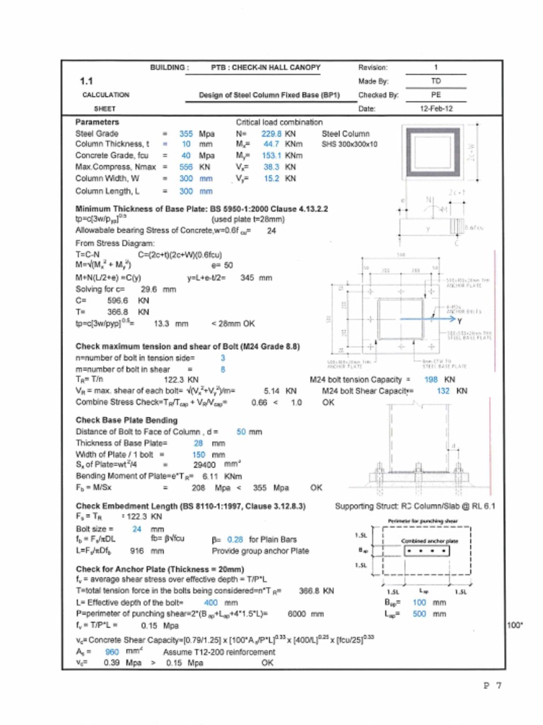 Fixed Base Plate Design PDF