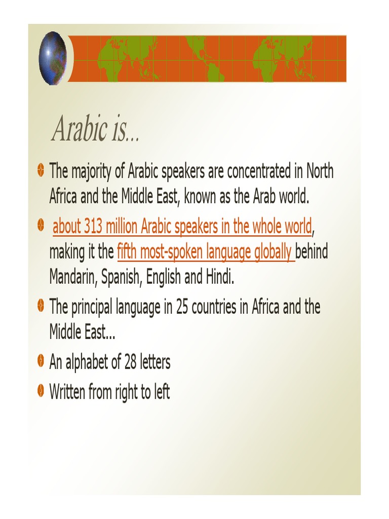 Arabic Language Overview and Greetings | PDF | Arabic | Language ...
