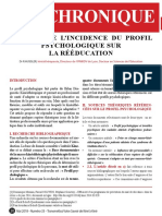 Analyse de L'Incidence Du Profil Psychologique Sur La Rééducation