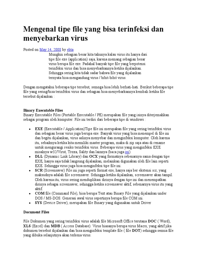 Tipe File Rentan Virus yang Perlu Diketahui | PDF