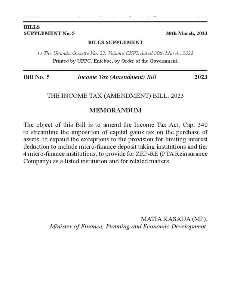 Tax (Amendment) Bill, 2023 PDF Taxes Tax Deduction