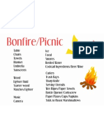 Bonfire/Picnic Checklist