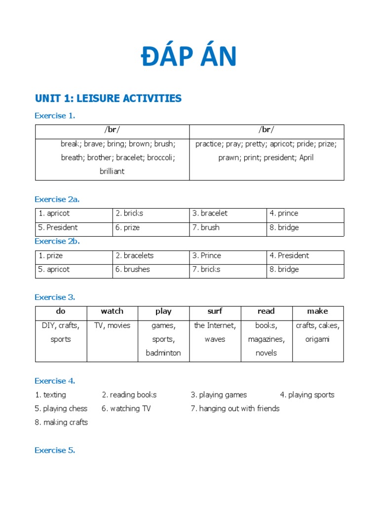 Unit 1 leisure activities br br pdf