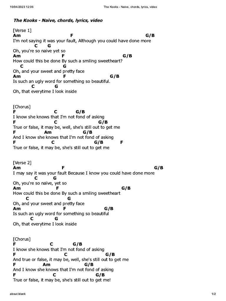The Kooks Naive PDF