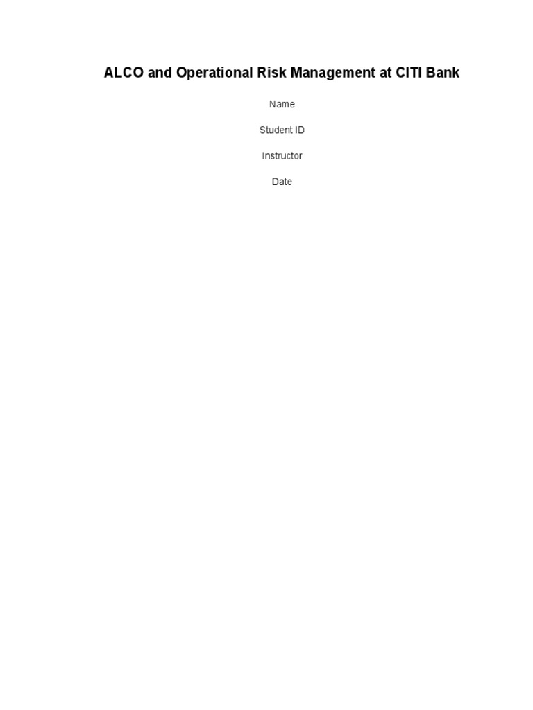 CITI Bank's ALCO and Risk Management | PDF | Financial Risk | Citigroup