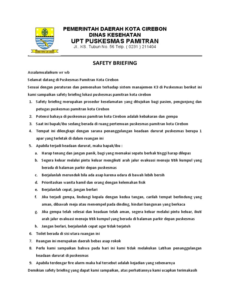 Safety Briefing Pamitran PDF