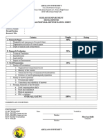 Rating Sheet for Oral Proposal Defense