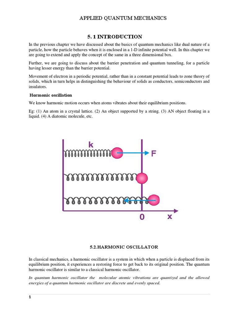 Applied Quantum Mechanics Hormonic Oscillation PDF Quantum