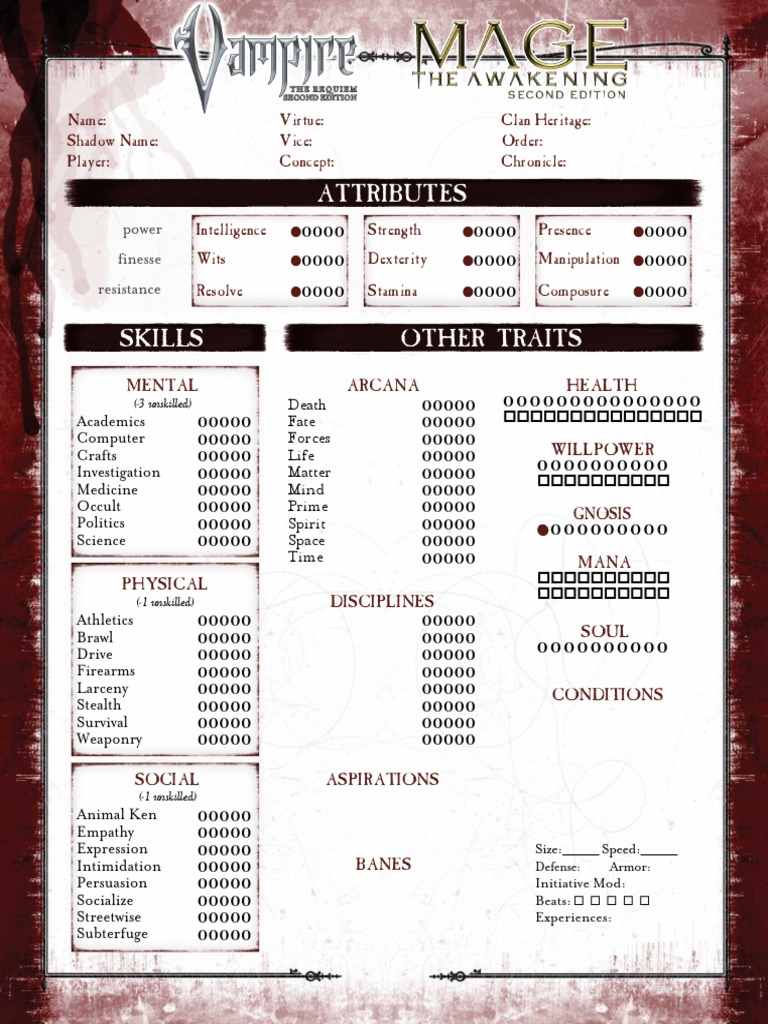 VTR Character Sheet Template | PDF