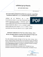 Admission notification for distance learning programs at Savitribai Phule Pune University