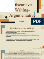 Discursive Writing-Argumentative: Grade 8