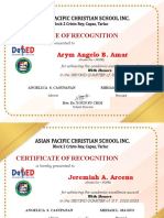 Certificate of Recognition: Arym Angelo B. Amar