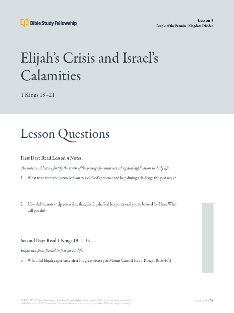 Bsf lesson 5 notes pdf elijah books of kings