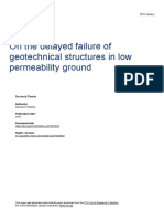 On The Delayed Failure of Geotechnical Structures in Low Permeability Ground