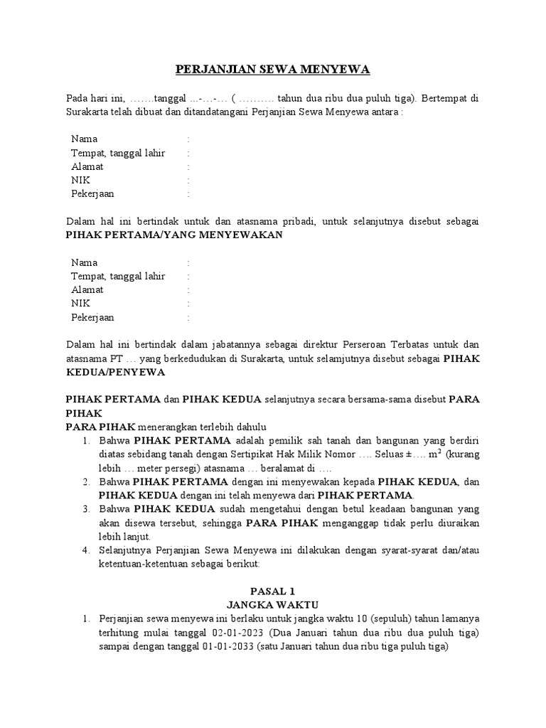 Perjanjian Sewa Menyewa PDF