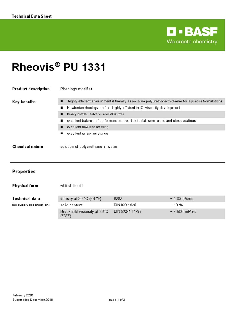 RheovisPU1331 30537731 TDS PDF Rheology Paint