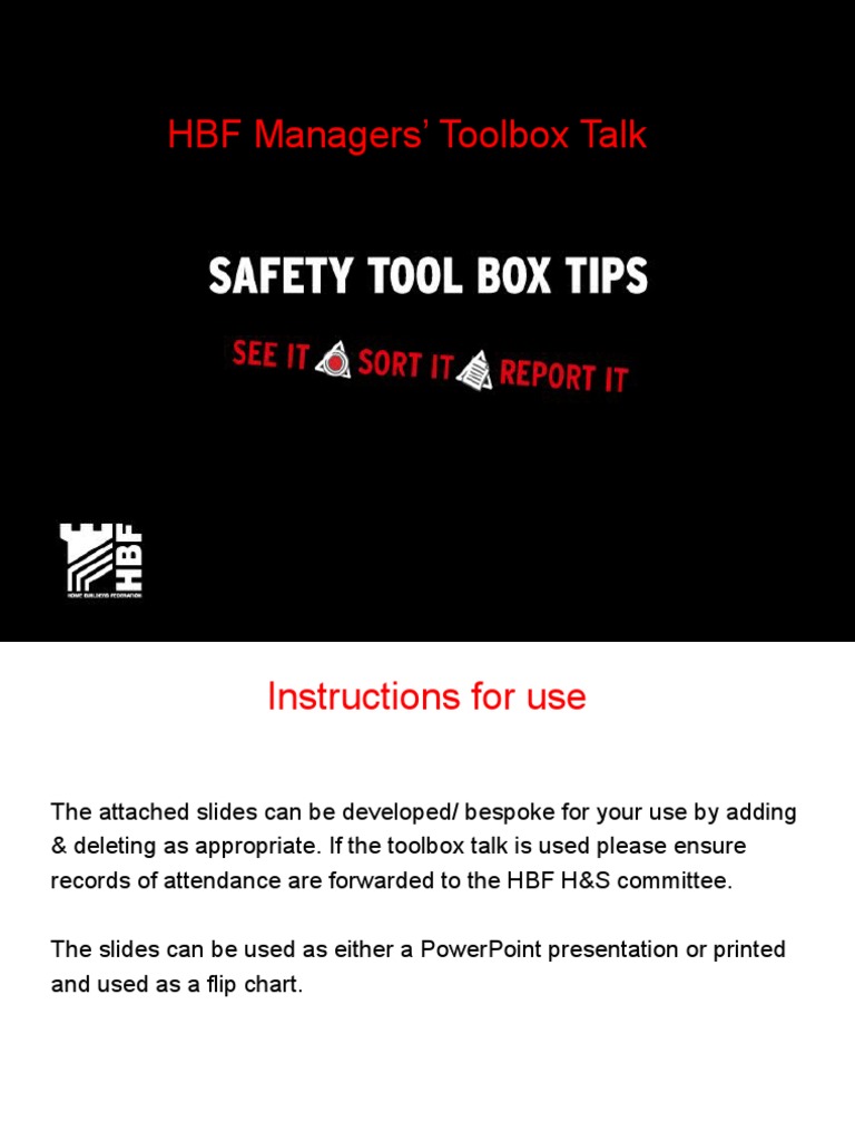 Slips and Trips Tool Box Talk PDF Housekeeping Scaffolding