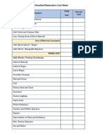Detailed Illustrative Cost Sheet: Particulars Total Cost Cost Per Unit