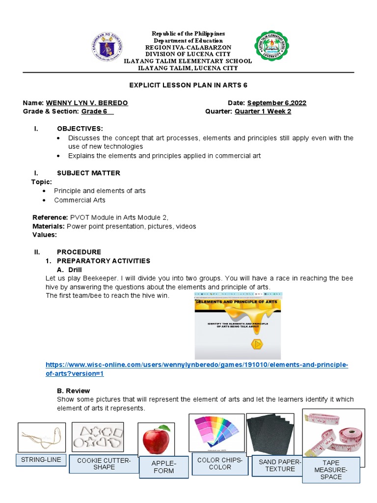 Explicit Lesson Plan for Commercial Art | PDF | Advertising | Design