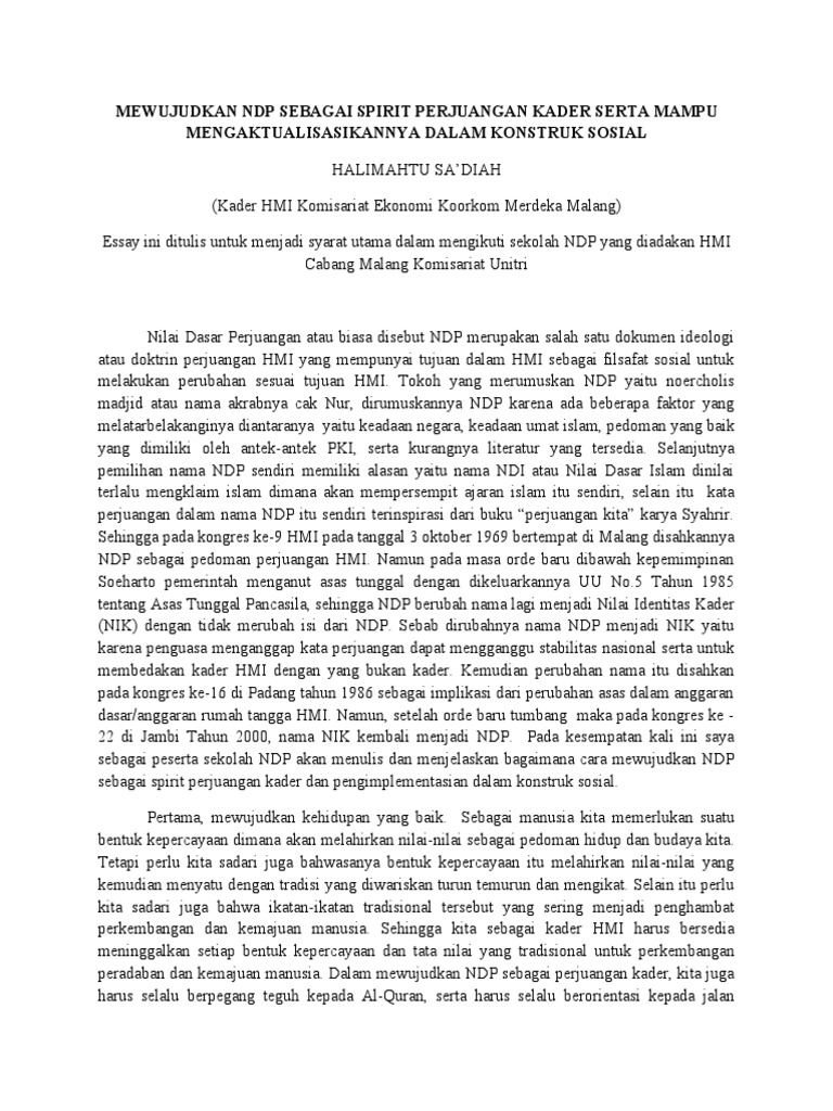 Mewujudkan NDP dalam Perjuangan Kader | PDF