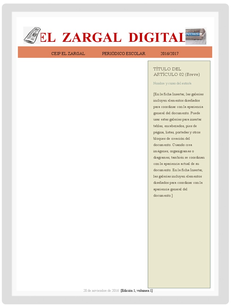Plantilla Periodico Escolar | PDF | Informática, image size:768x1024