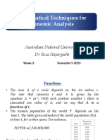 Mathematical Techniques For Economic Analysis: Australian National University DR Reza Hajargasht