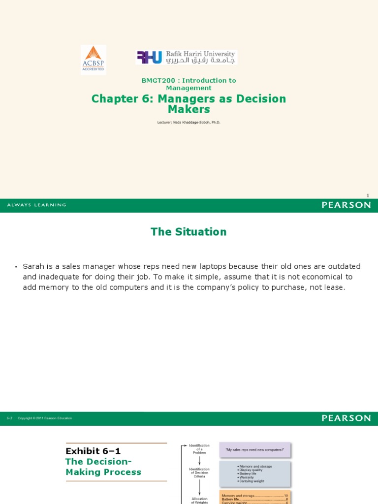 Chapter 6 Introduction To Management University Course Pdf Decision