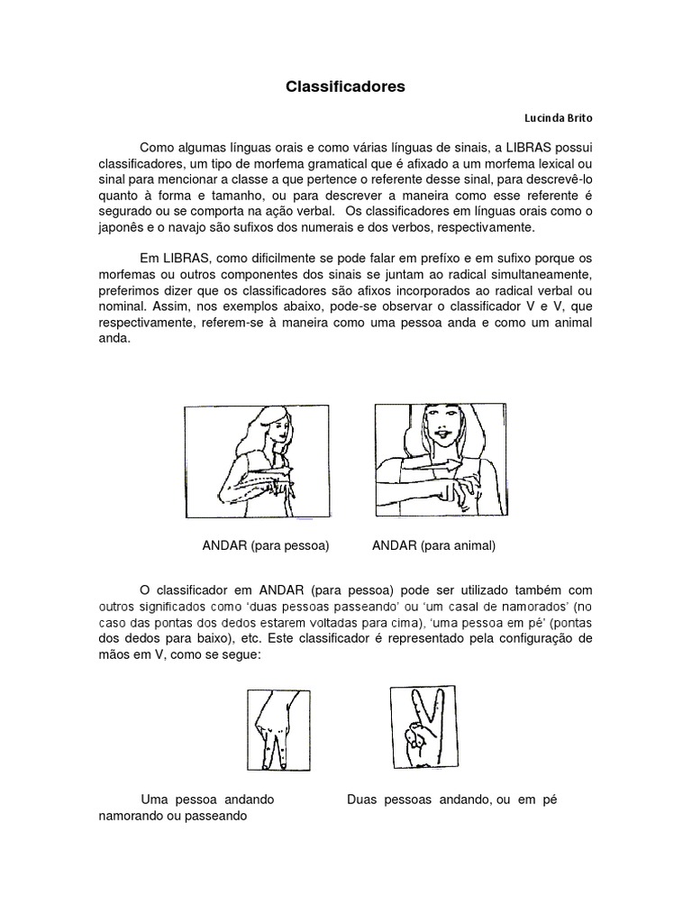 Classificadores - Nas - Linguas - de - Sinais - Doc I | PDF | Linguagem ...