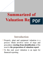 Summarized of Valuation Report