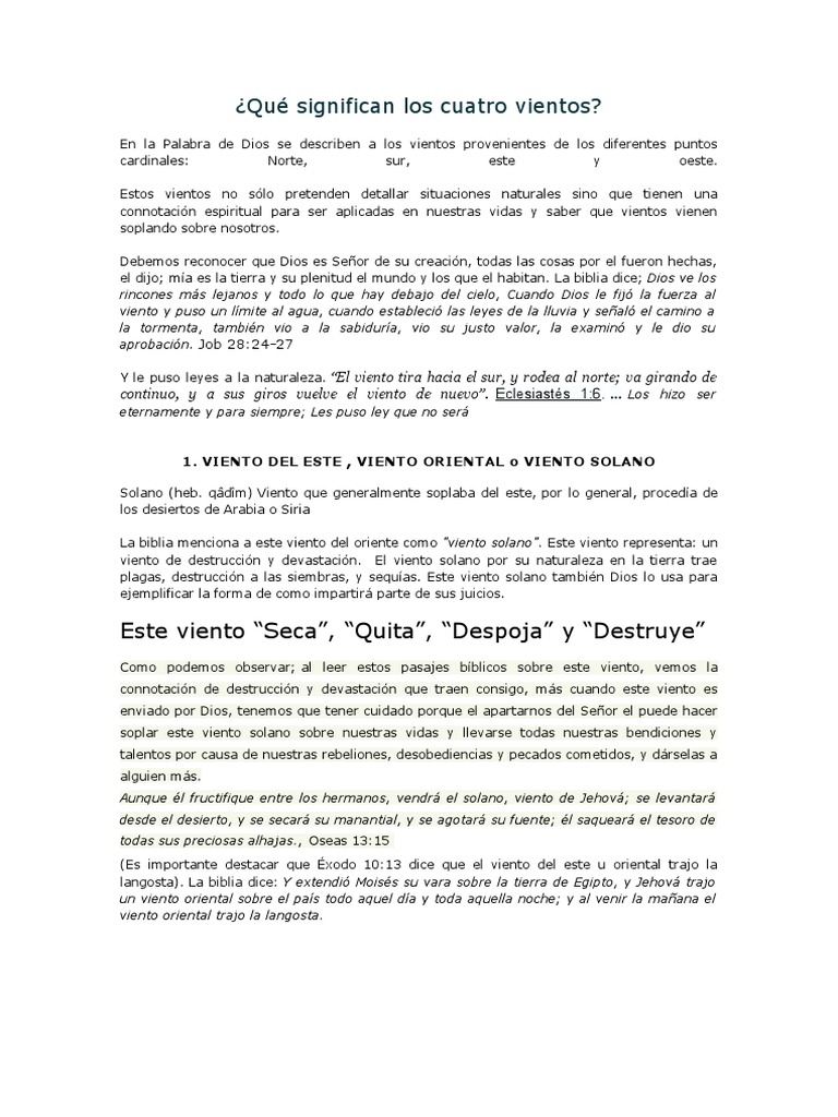 Qué Significan Los Cuatro Vientos | PDF | Moisés | Libro del éxodo