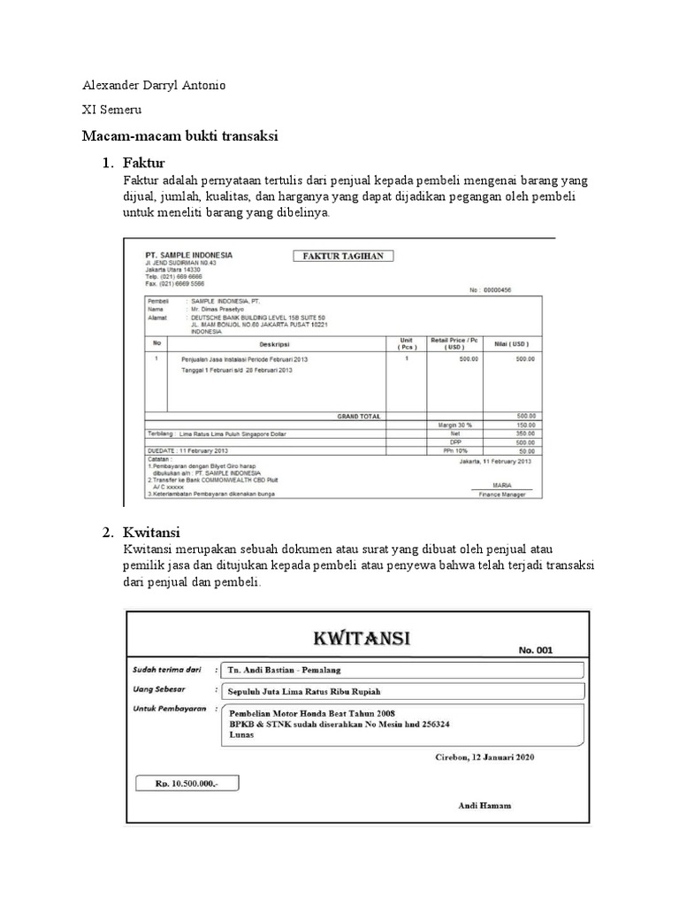 Macam-Macam Bukti Transaksi Keuangan | PDF | Pengelolaan Keuangan & Uang