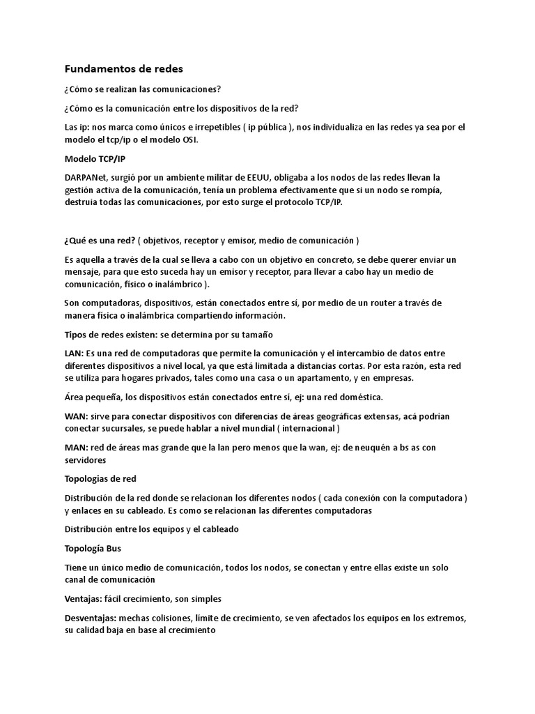 Fundamentos de Redes y Protocolos de Comunicación | PDF | Red de ...