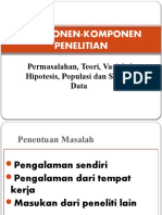 Permasalahan, Teori, Variabel, Hipotesis, Populasi, Sampel, Data