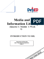 Media and Information Literacy: (Quarter 1-Module 1 /week 1) Introduction To Mil