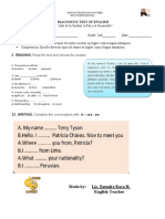 English Test 1ST-2ND - 5TH Grade