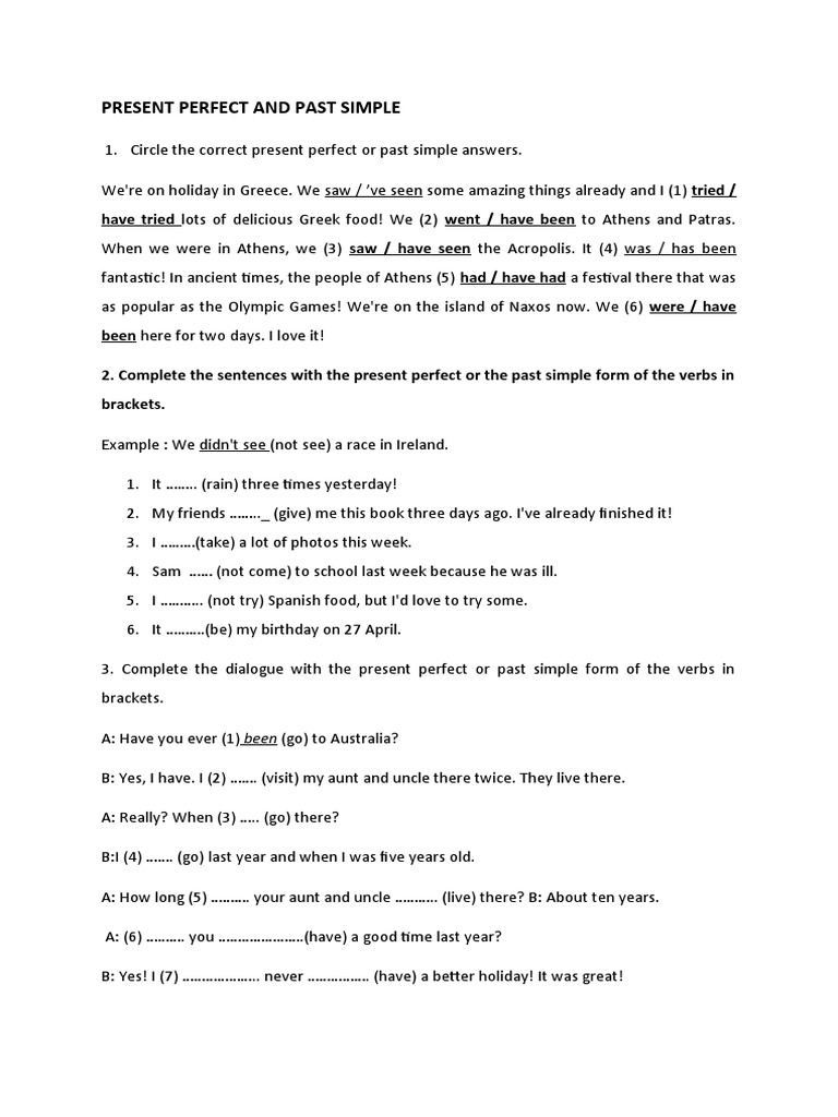 Present Perfect Vs Past Simple | PDF