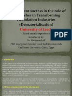 Achievement success in the role of Researcher in Transforming Foundation Industries (Dematerialisation