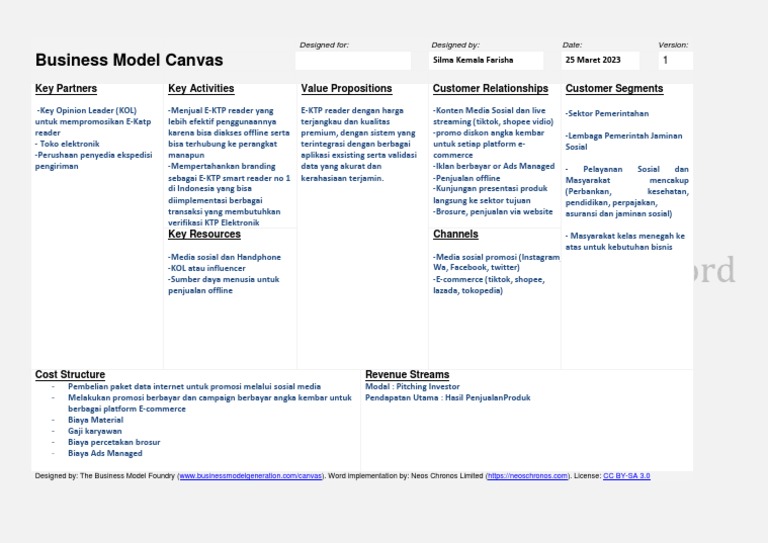 Business Model Canvas Docx Pdf