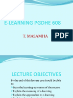 E-Learning Pgdhe 608: T. Masamha