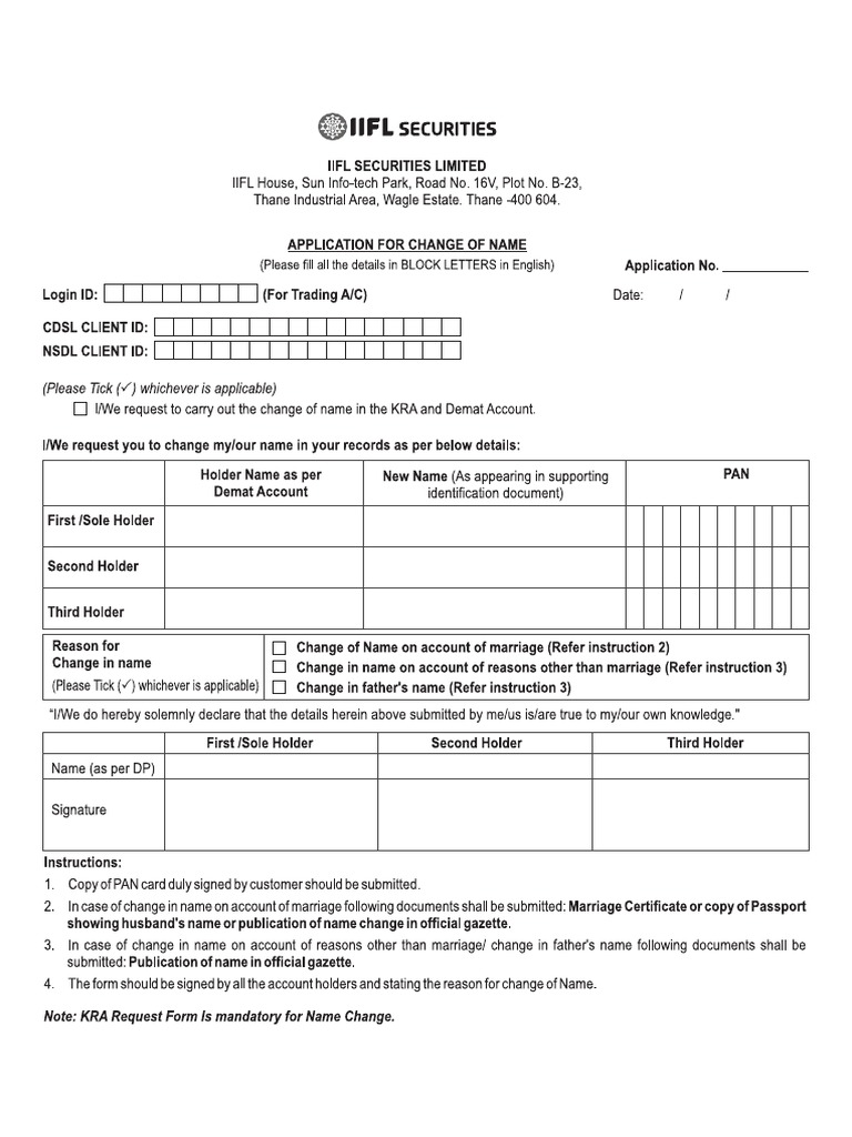 Change of Name Form | PDF