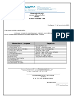 Materiais de Limpeza Papelaria: Memorando: 009/2023 Assunto: Informação /faz Destino: SEMED - Marcelina Celso