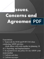 Issues, Concerns and Aggrements
